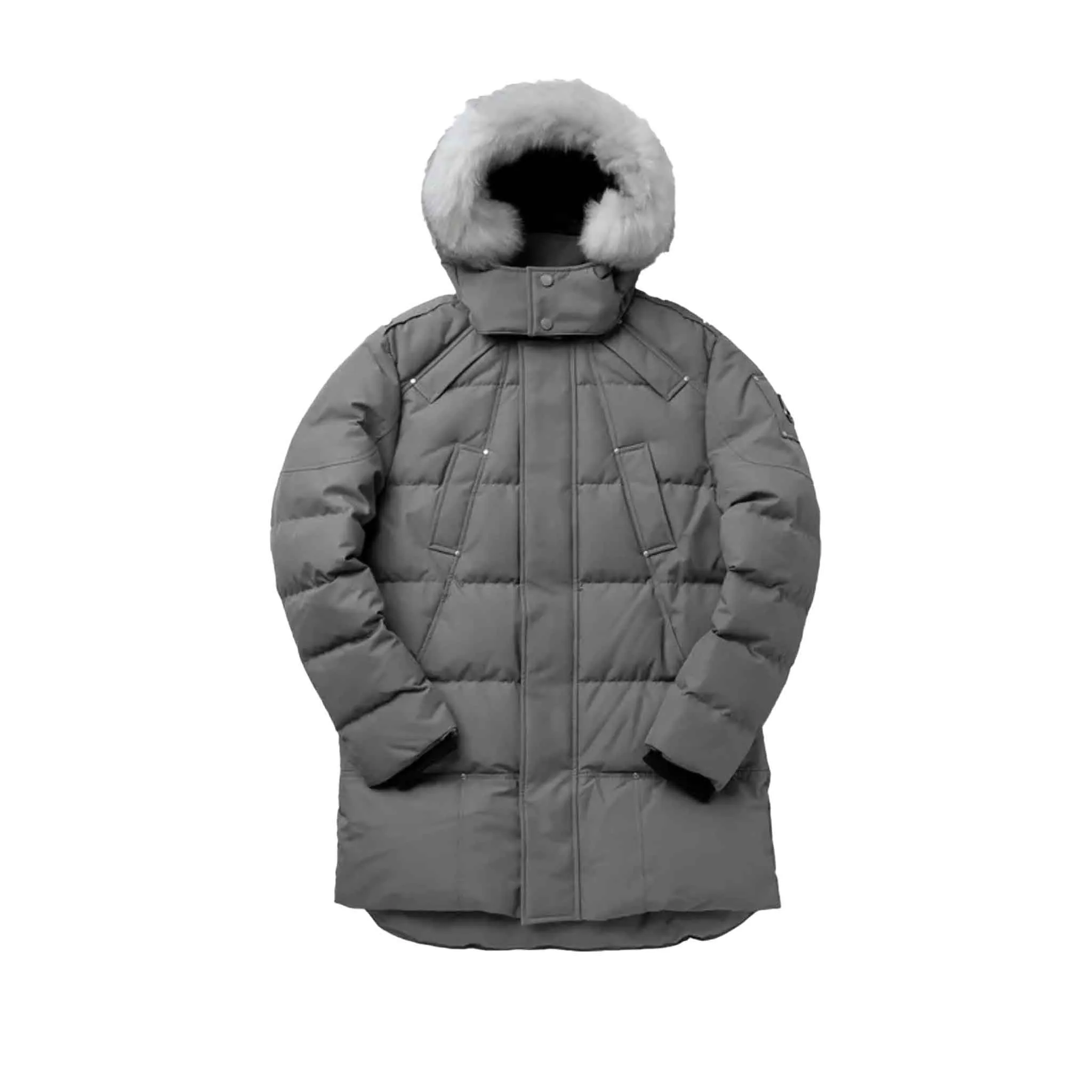 Moose Knuckles Mens Cloud Parka F in Pebble/ Natural Fur