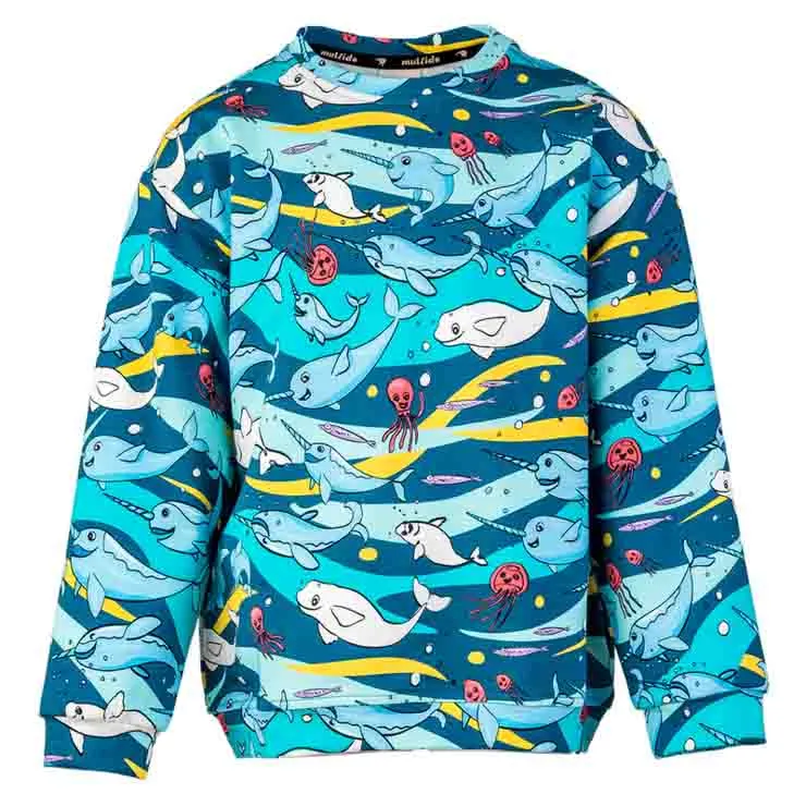 Mullido Oversized Sweatshirt - Narwhals Turquoise