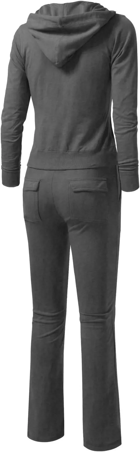 NE PEOPLE Womens Casual Basic Terry Zip Up Hoodie Sweatsuit Tracksuit Set S-3XL
