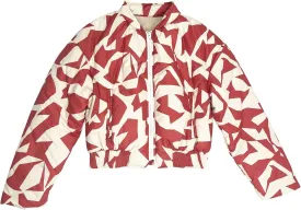 Patterned Cropped Wadded Puffer Jacket Winter Padded Coat Street Style Bomber Jacket for Women