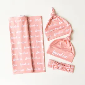 Personalized Baby Name Stretchy Jersey Set - Peach