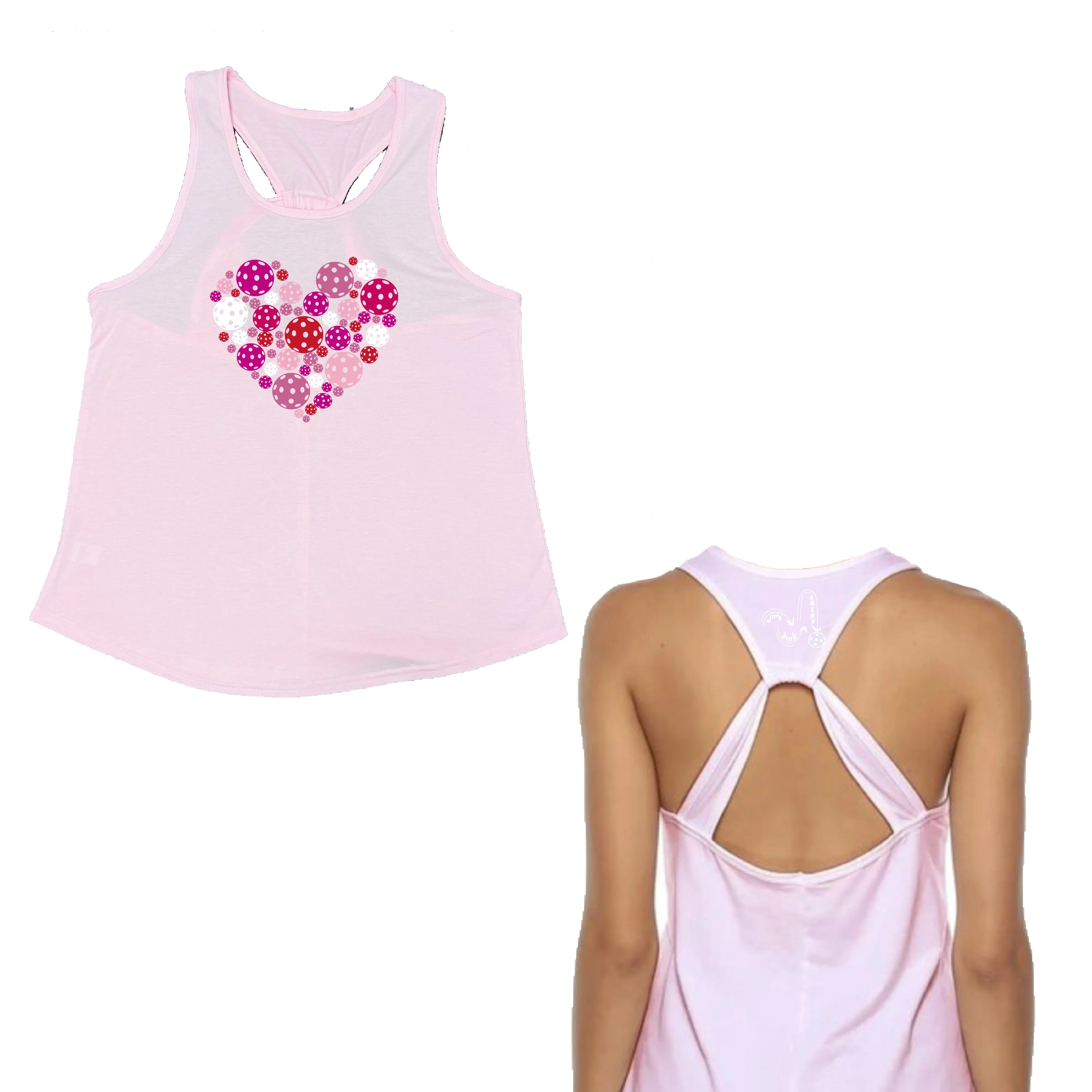 Pickleball Heart | Clearance Women's Open X-Back Pickleball Tank | Quick Dry Athletic Shirt