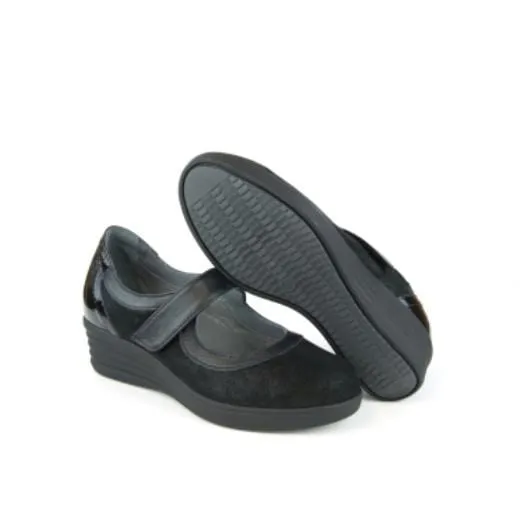 Portofino Women's St.Victory Wedge Mary Janes- Nero