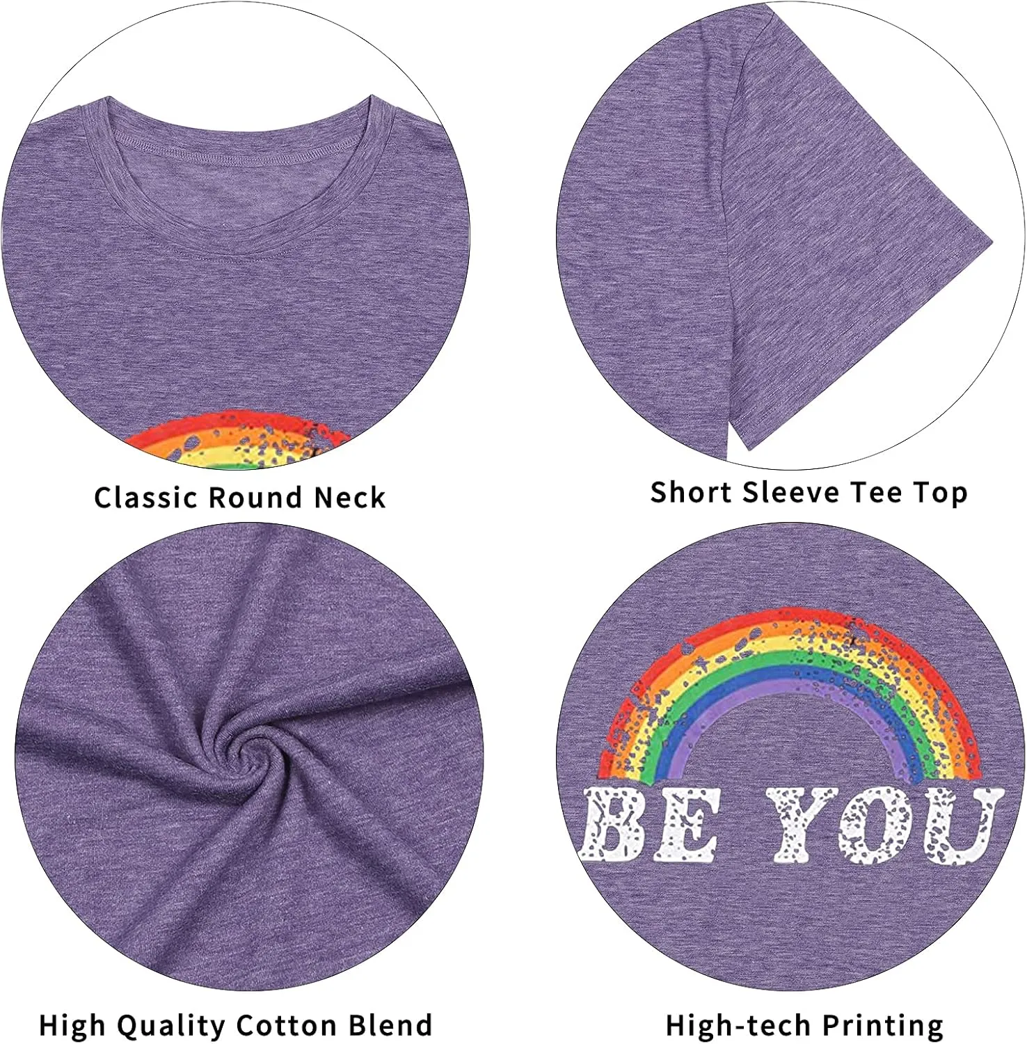 Pride Shirt Women Rainbow Graphic Tees Funny Be You Letter Print T Shirt LGBT Equality Shirts Casual Short Sleeve Tops