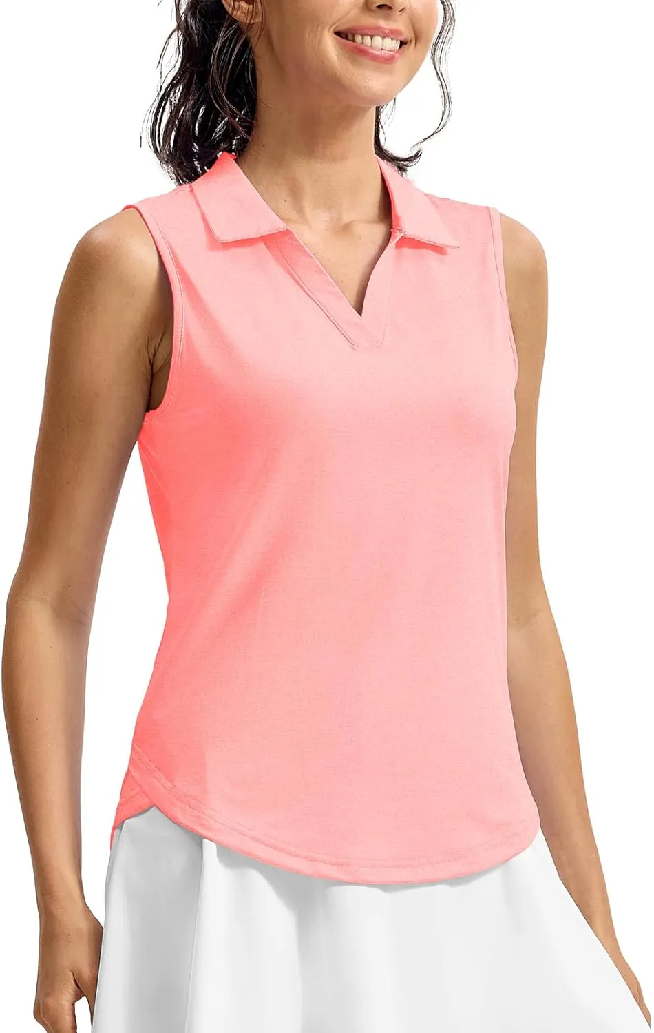 Rdruko Women's Sleeveless Golf Polo Shirts V-Neck Collared Tennis Quick Dry UPF 50  Lightweight Athletic Tank Tops