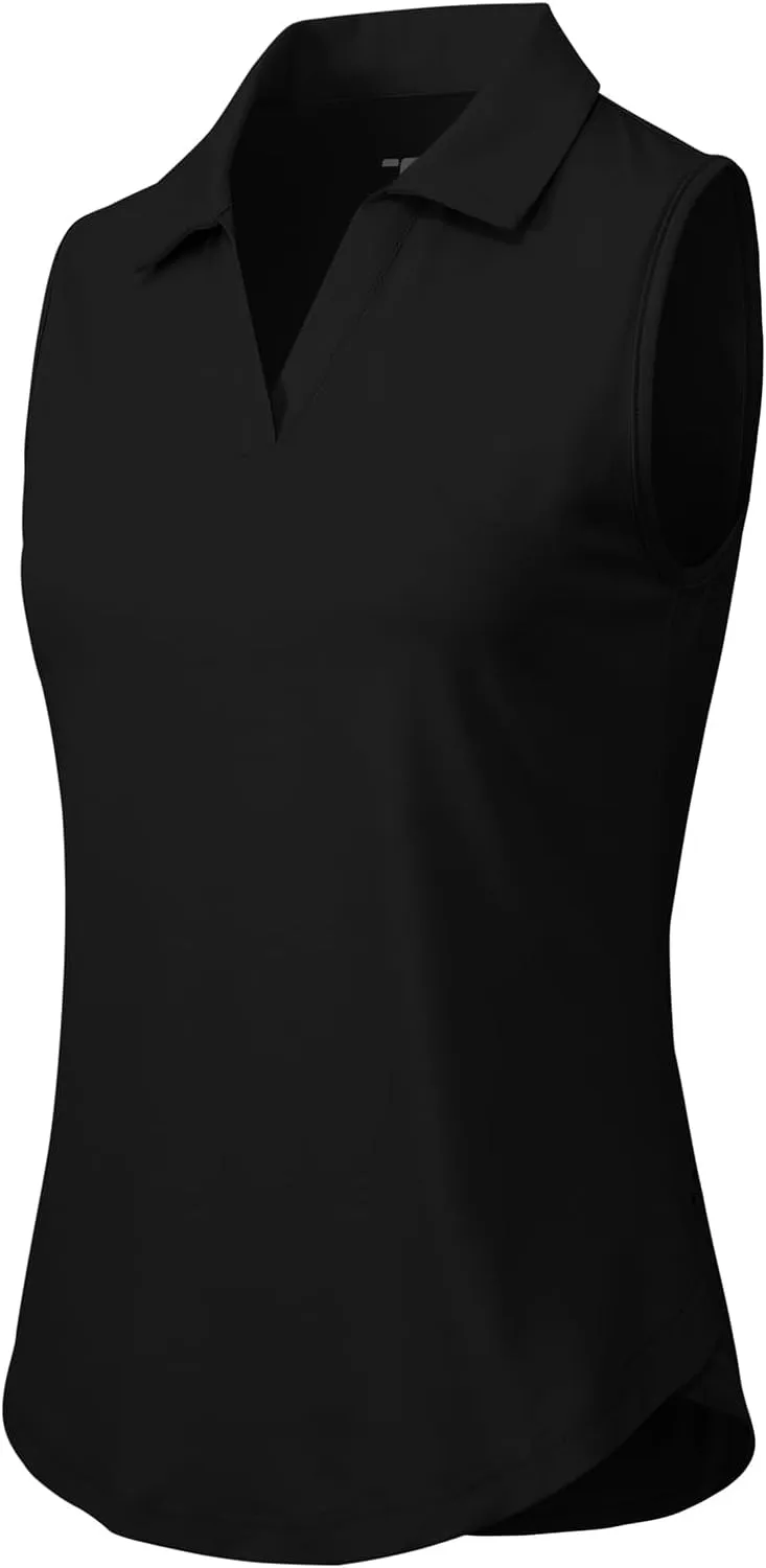 Rdruko Women's Sleeveless Golf Polo Shirts V-Neck Collared Tennis Quick Dry UPF 50  Lightweight Athletic Tank Tops