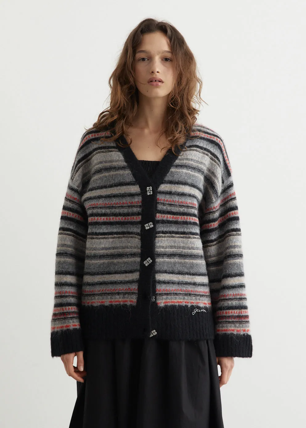 Soft Wool Stripe Boxy Cardigan