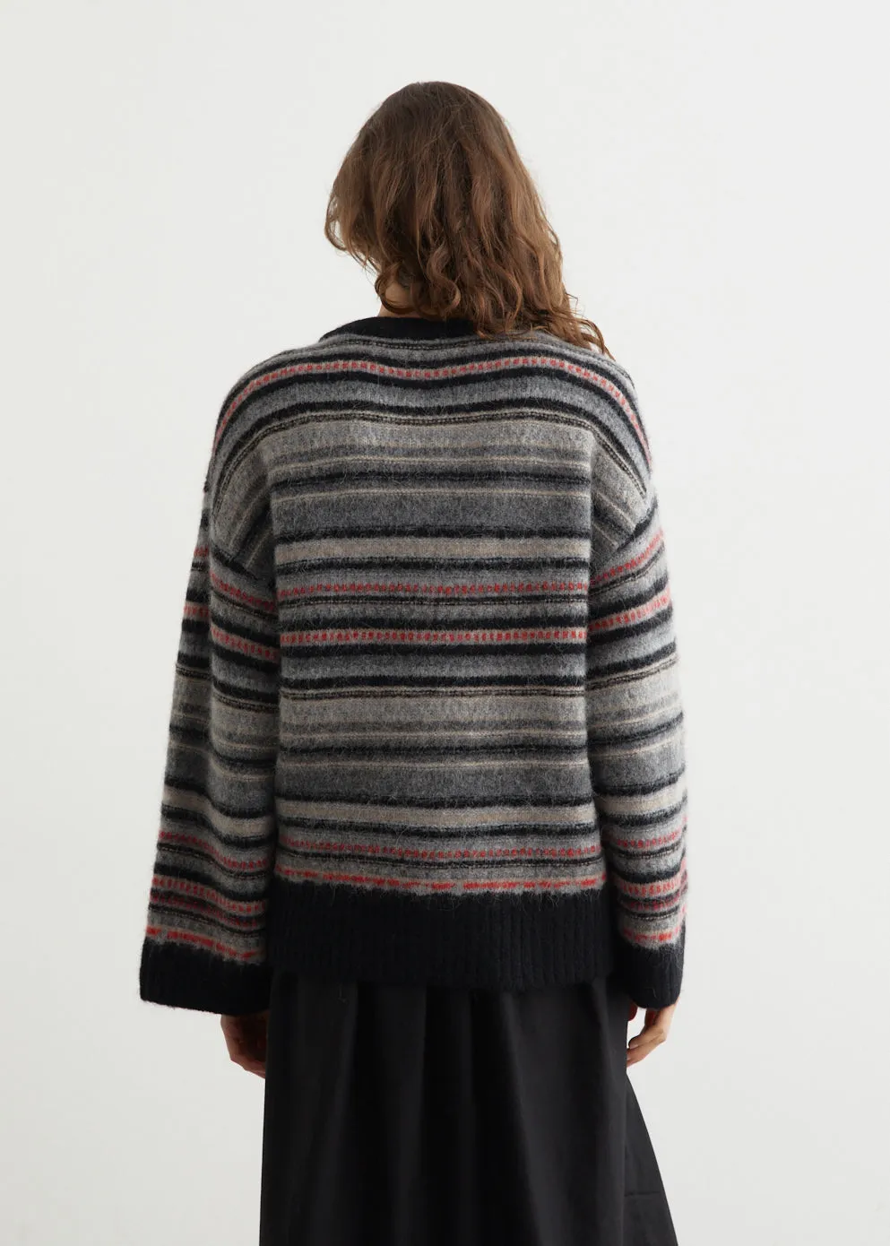 Soft Wool Stripe Boxy Cardigan