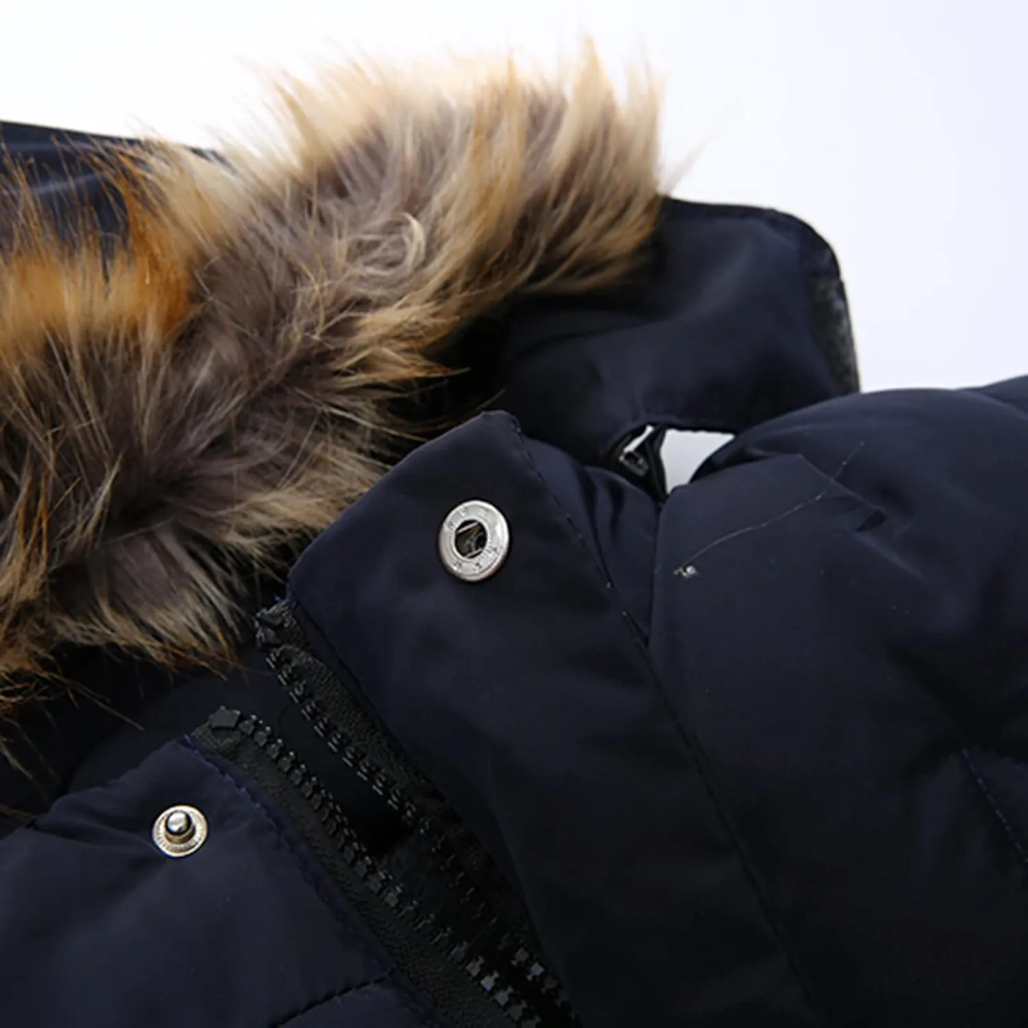 Toddler Boys Girls Down Jacket Fur Hood Thick Warm Winter Coat Parka Kids Fleece Lined Quilted Padded Jacket Coat
