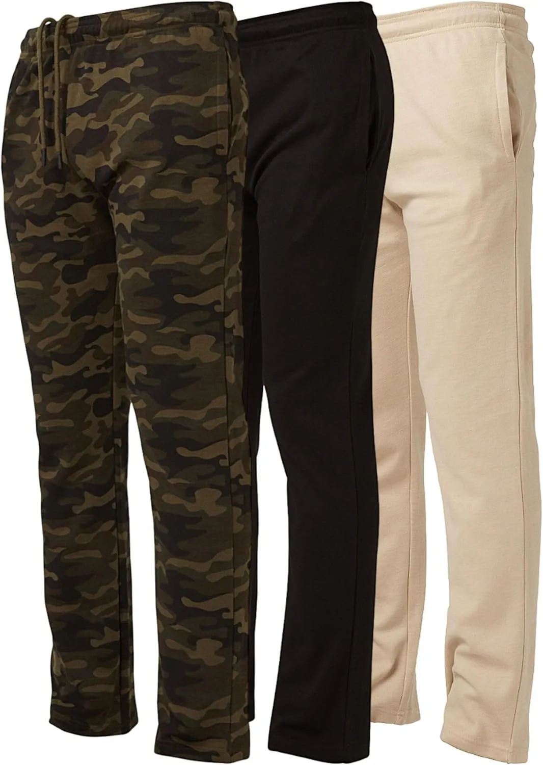 Ultra Performance 3 Pack Mens Sweatpants, Wide Leg Open Bottom Lounge Sweat Pants for Men