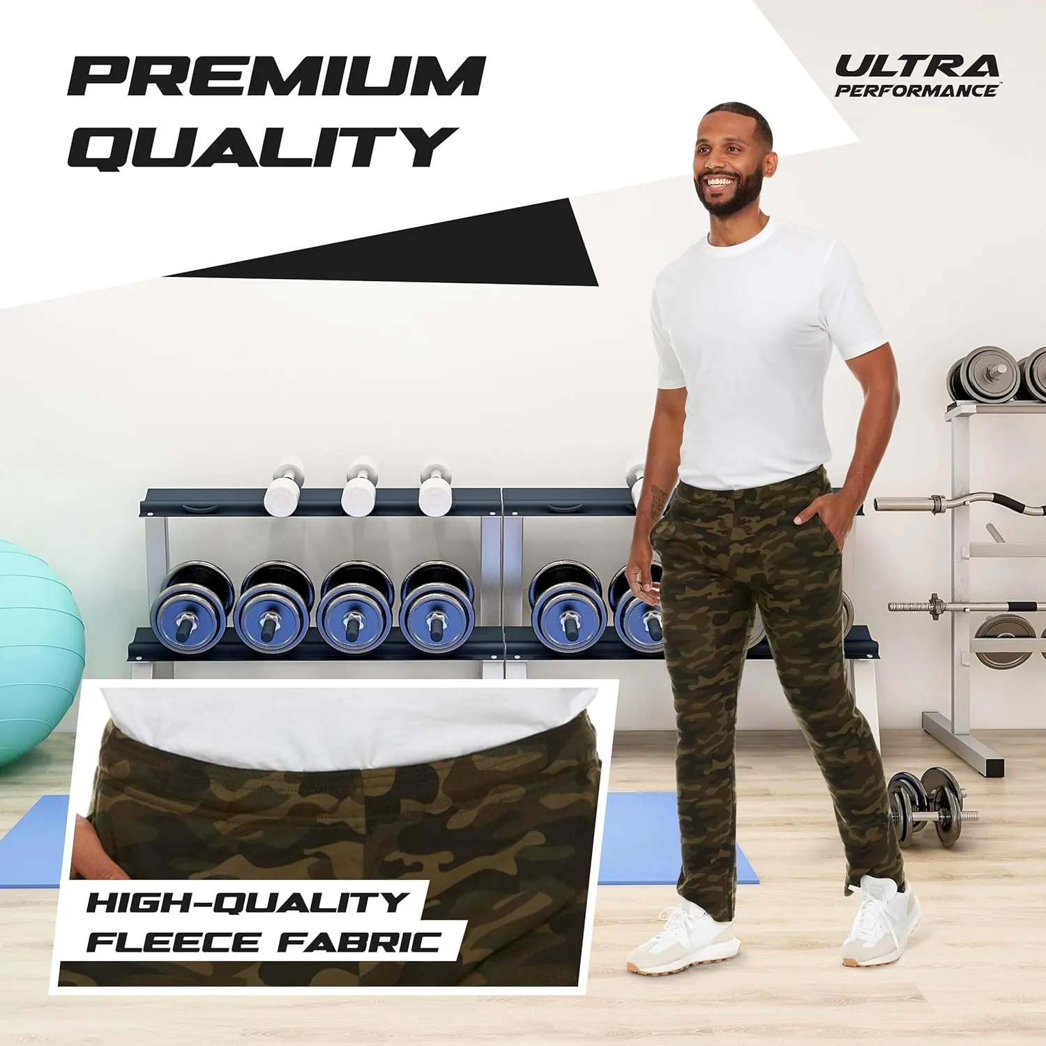 Ultra Performance 3 Pack Mens Sweatpants, Wide Leg Open Bottom Lounge Sweat Pants for Men