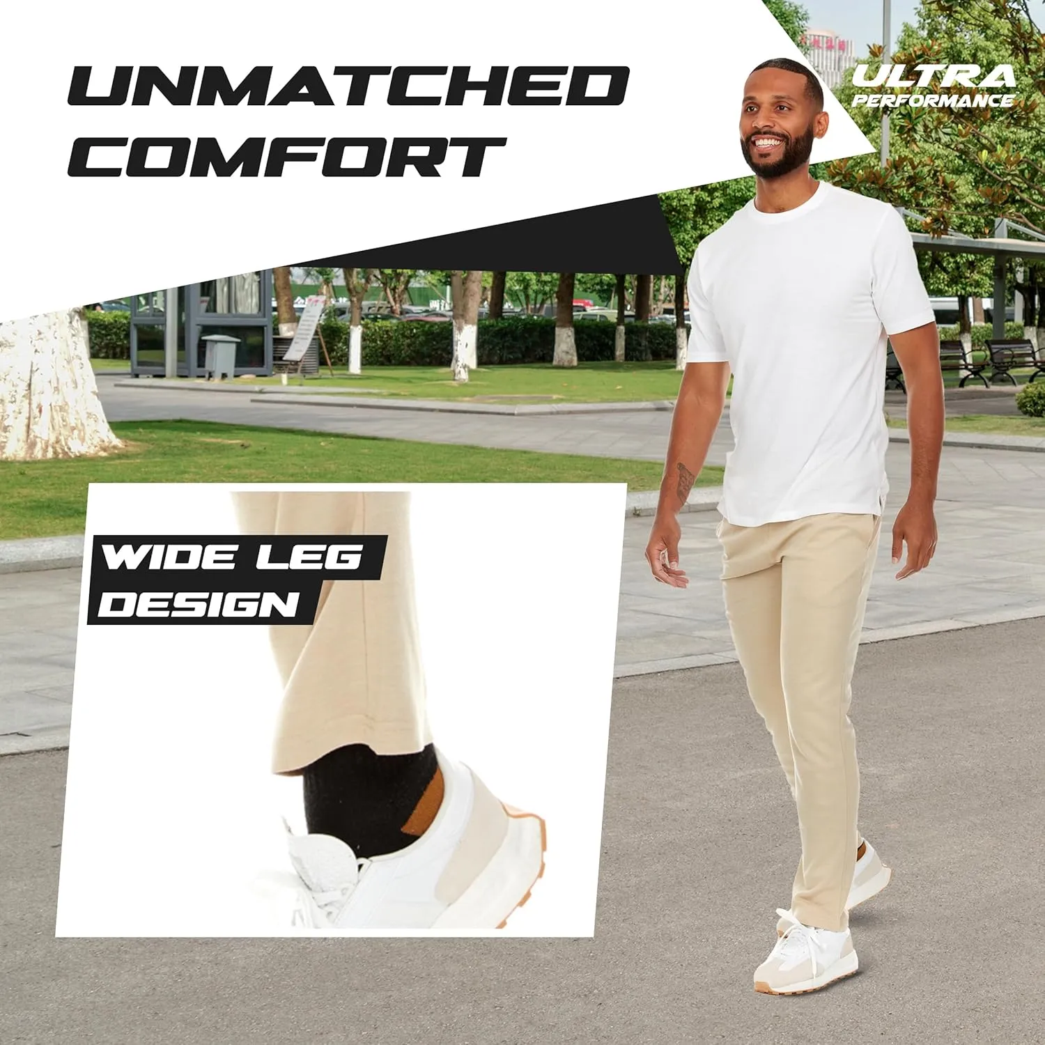 Ultra Performance 3 Pack Mens Sweatpants, Wide Leg Open Bottom Lounge Sweat Pants for Men