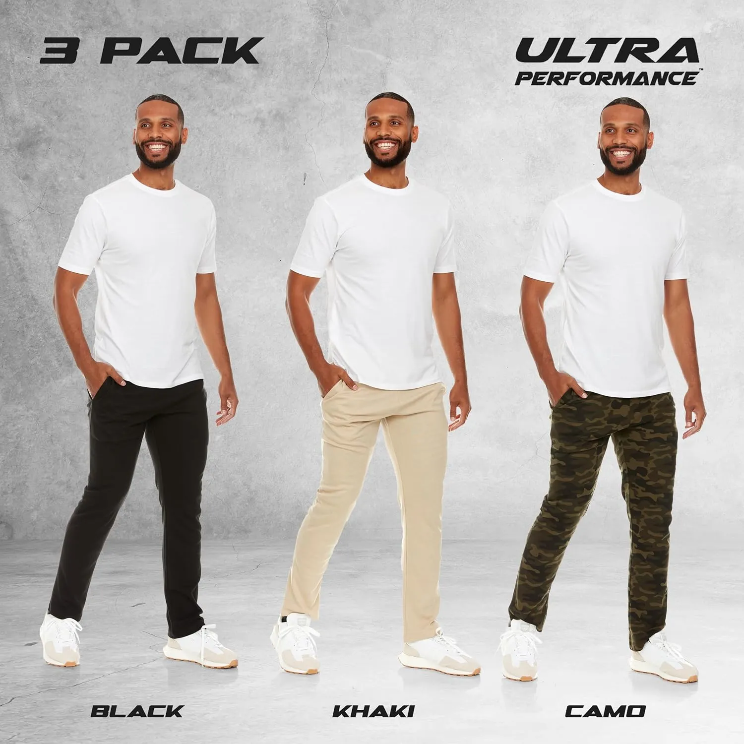 Ultra Performance 3 Pack Mens Sweatpants, Wide Leg Open Bottom Lounge Sweat Pants for Men