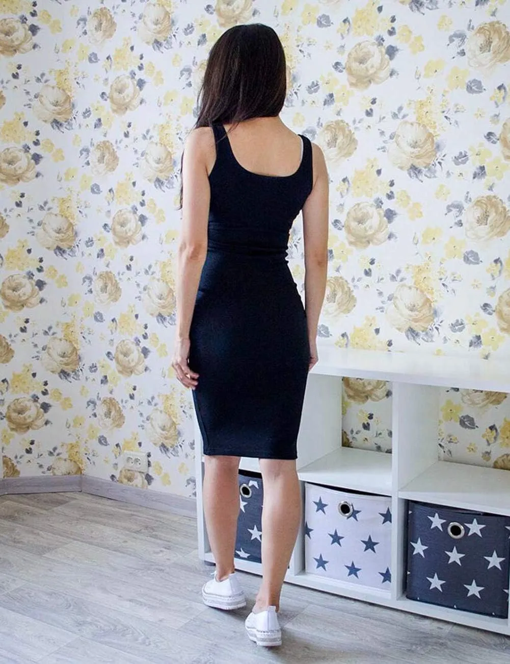 Women's Basic Ribbed Sundress Stretchy Bodycon Casual Midi Tank Dress