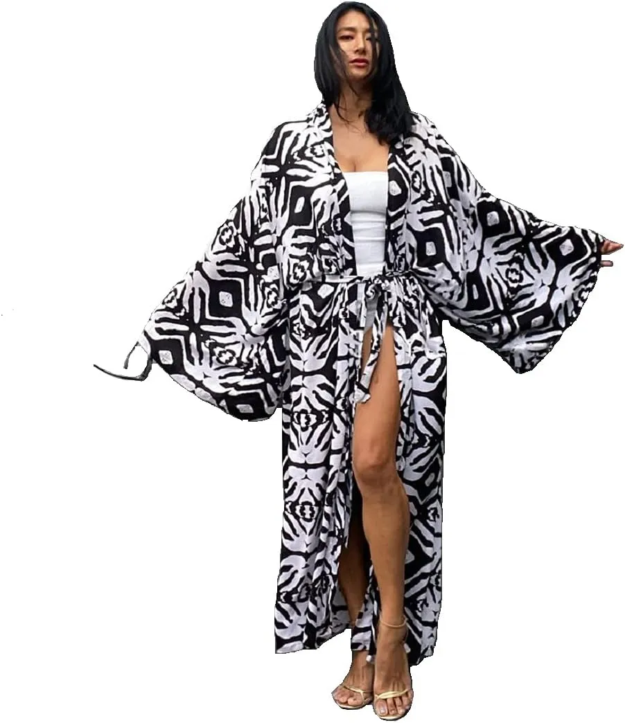 Women's Fashion Geometry Print Cover ups Tunic Kimono Cardigan Shawl