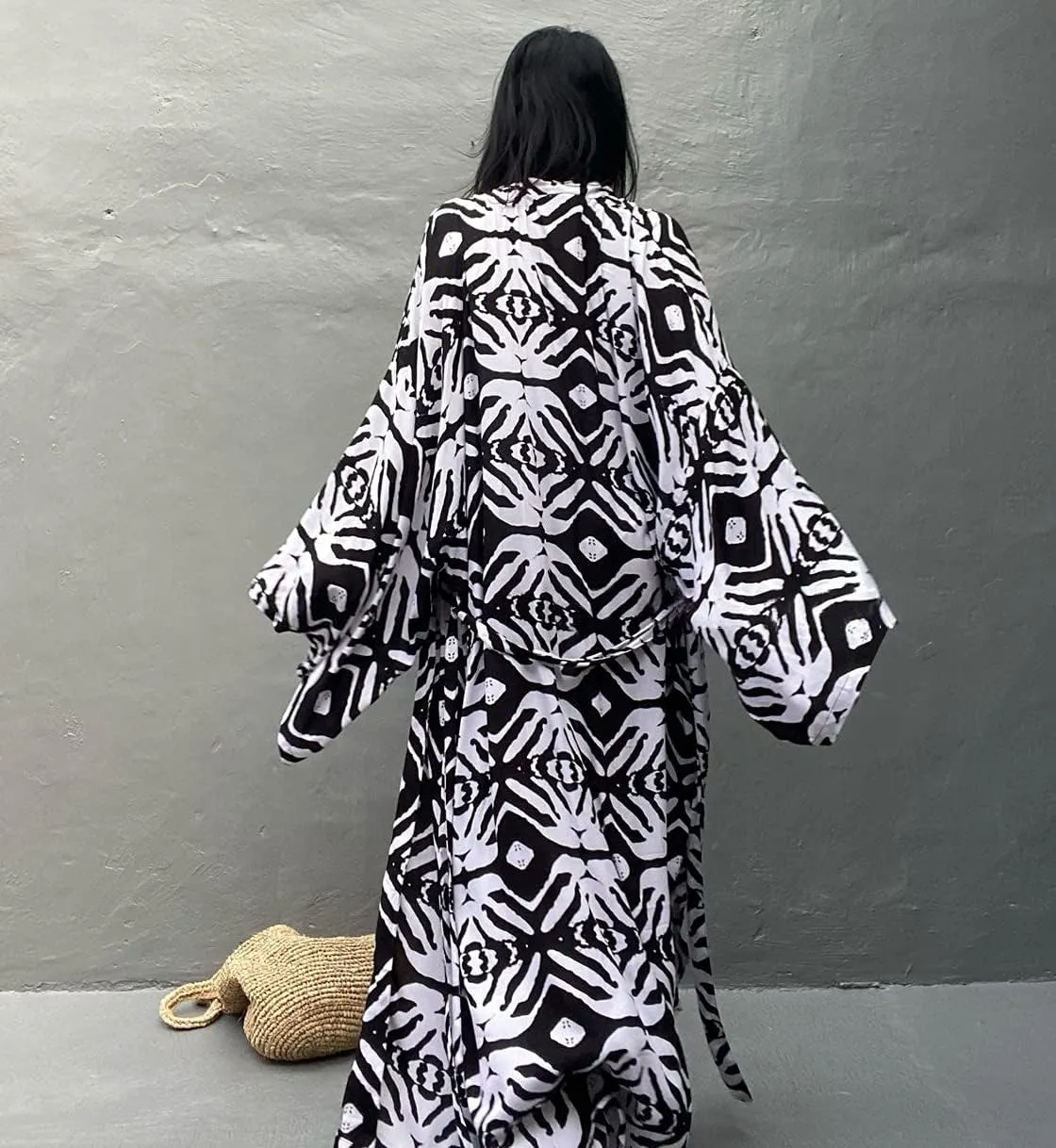 Women's Fashion Geometry Print Cover ups Tunic Kimono Cardigan Shawl