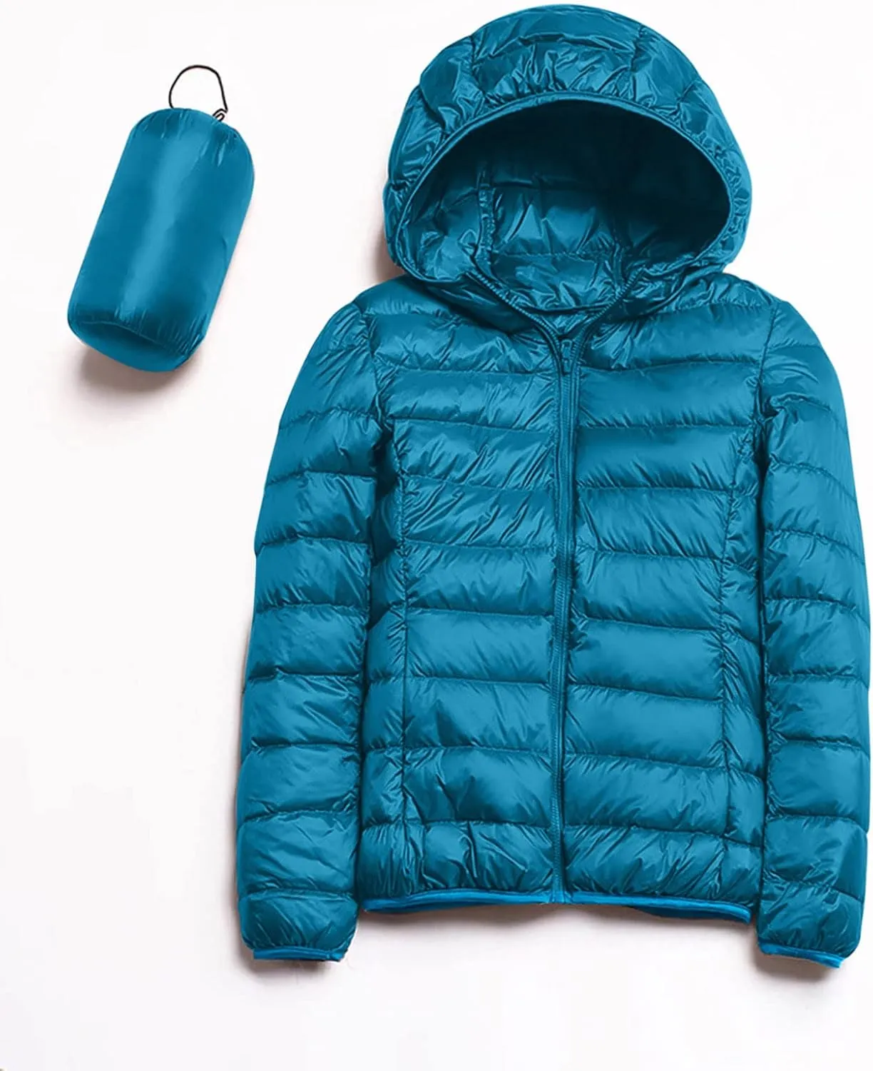 Women's Hooded Packable Puffer Jackets Winter Lightweight Warm Down Coats Trendy Slim Fit Windproof Duck Down Outwear