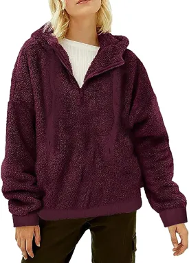 Womens Oversized Sherpa Jacket Fuzzy Fleece Teddy Coat Petite Open Front Hooded Cardigan Winter Warm Outwear Overcoats